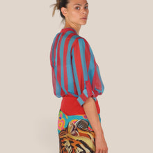 Carica l'immagine nel visualizzatore di Gallery, Haveone camicia over rigata ottanio india 85% lyocell Art CVS-Q422
