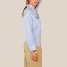 Carica l'immagine nel visualizzatore di Gallery, Vicolo camicia over rigata con spille strass 100% cotone Art RAB0789
