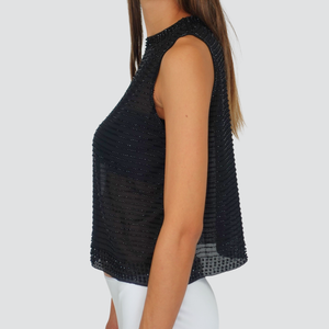 Tensione in canotta georgette con perle Art 37546