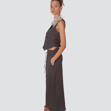 Carica l&#39;immagine nel visualizzatore di Gallery, Tensione in pantalone puro lino elastico vita con coulisse Art S25PE22
