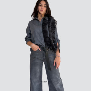 Tensione in jeans gamba ampia con cintura 98% cotone Art AT-JL0018