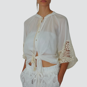 Tensione in camicia misto seta manica crochet Art S25CE34