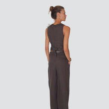 Carica l&#39;immagine nel visualizzatore di Gallery, Tensione in pantalone puro lino elastico vita con coulisse Art S25PE22
