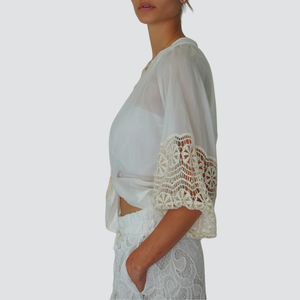 Tensione in camicia misto seta manica crochet Art S25CE34