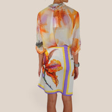 Carica l'immagine nel visualizzatore di Gallery, Haveone camicia over stampa fiore arancia 85% lyocell Art CVS-Q503
