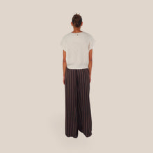 Carica l'immagine nel visualizzatore di Gallery, Dixie pantalone marrone palazzo gessato elastico retro cintura foulard  100% viscosa Art PDTP2EBA
