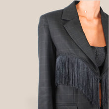 Carica l'immagine nel visualizzatore di Gallery, Vicolo blazer foderato over quadri con frange 34% viscosa Art TAC1122
