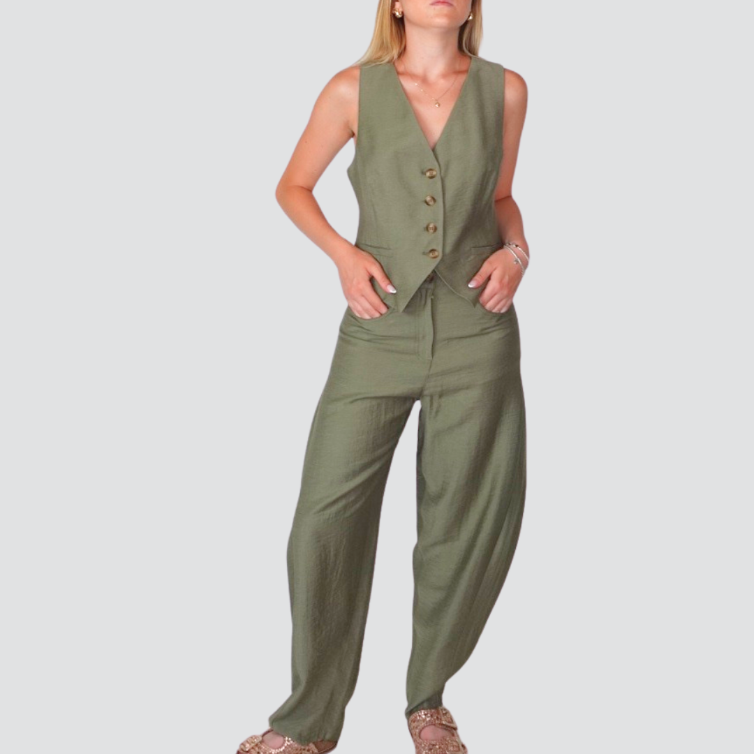 Tensione in completo gilet piu pantalone 67% viscosa 11% lino Art 25C7909