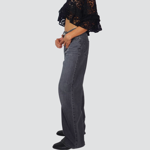 Tensione in jeans Gloria palazzo denim black 100% cotone Art 3523J