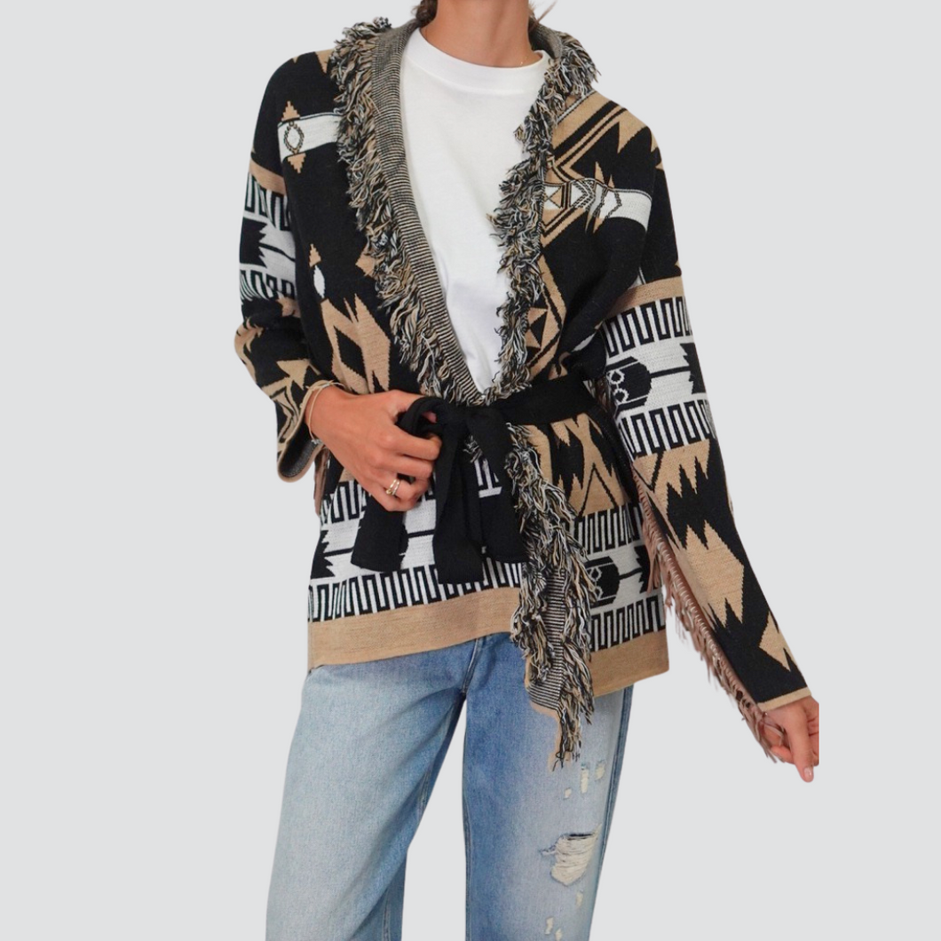 Vicolo cardigan alanui con cintura e frange Art 77190F