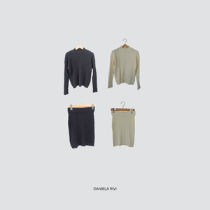 Haveone completo treccia maglia più gonna 50% viscosa Art HNC-P006