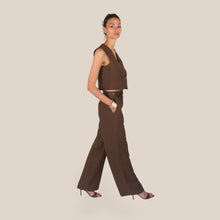 Carica l'immagine nel visualizzatore di Gallery, Haveone pantalone palazzo con cintura elastico retro 85% viscosa Art PIA-Q532 ( gilet Art LIA-Q044 )
