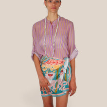 Carica l'immagine nel visualizzatore di Gallery, Haveone camicia over rigata lilla beige 85% lyocell Art CVS-Q423
