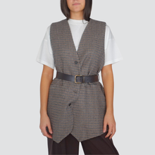 Carica l&#39;immagine nel visualizzatore di Gallery, Dixie maxi gilet foderato pied de poule con cintura Art LACOYBTC
