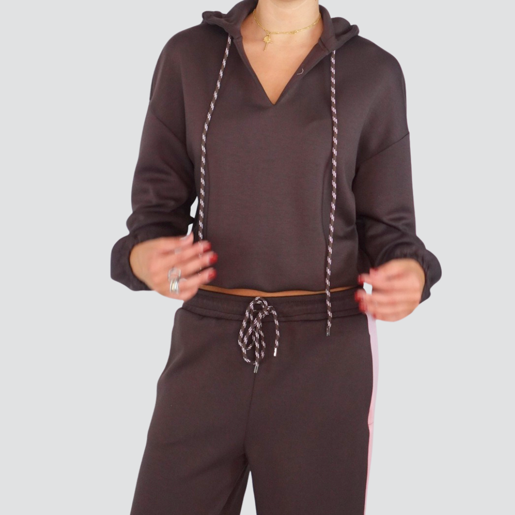 Haveone maglia cappuccio scollo V fondo elastico coulise colorata 55% poliestere 40% rayon Art MGM-P115
