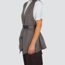 Carica l&#39;immagine nel visualizzatore di Gallery, Dixie maxi gilet foderato pied de poule con cintura Art LACOYBTC
