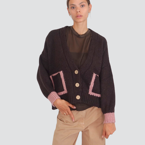 Haveone cardigan con tasche profilo colorato Art JIT-P023