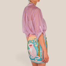 Carica l'immagine nel visualizzatore di Gallery, Haveone camicia over rigata lilla beige 85% lyocell Art CVS-Q423
