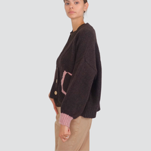 Carica l&#39;immagine nel visualizzatore di Gallery, Haveone cardigan con tasche profilo colorato Art JIT-P023
