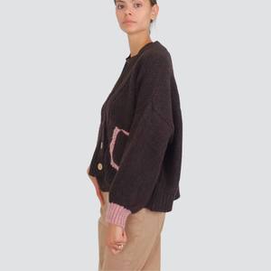 Haveone cardigan con tasche profilo colorato Art JIT-P023
