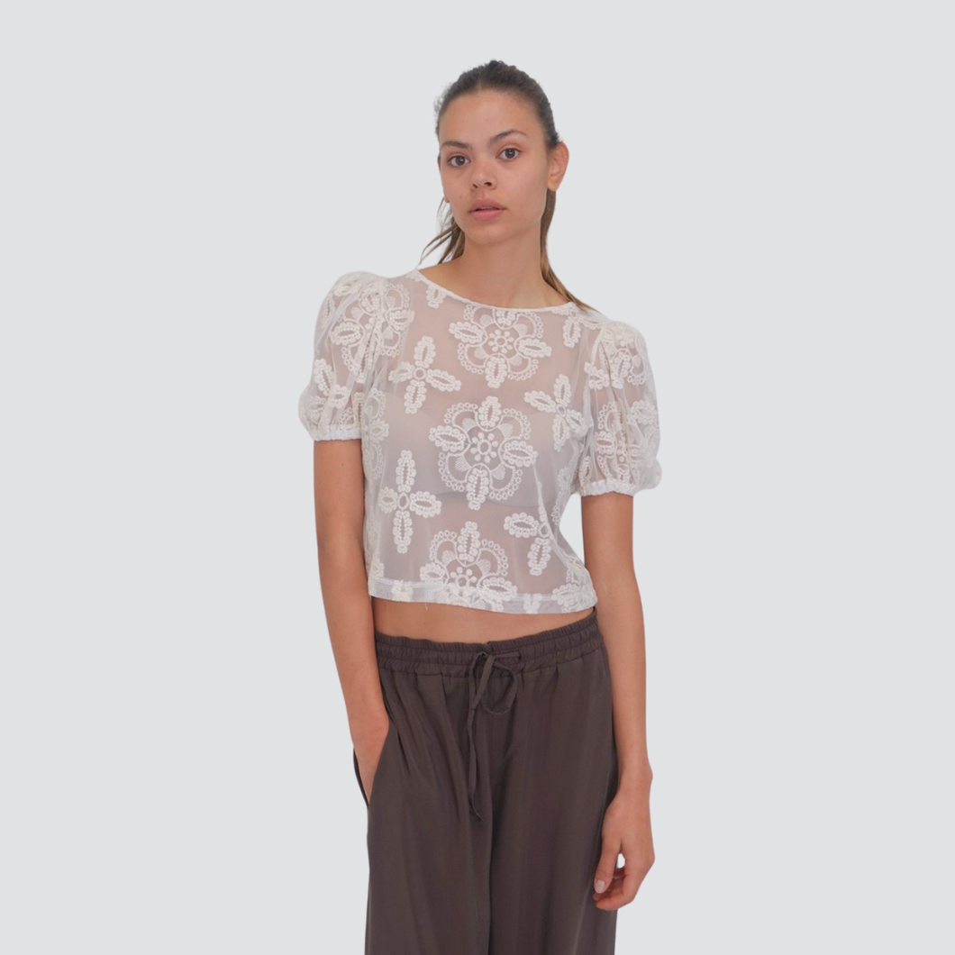 Haveone blusa girocollo ricamata Art TPA-N105