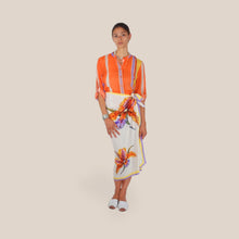 Carica l'immagine nel visualizzatore di Gallery, Haveone gonna lunga pareo stampa fiore arancio 100% viscosa Art GVS-Q281
