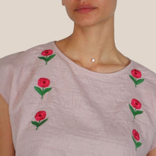 Carica l'immagine nel visualizzatore di Gallery, Haveone camicia scatoletta ricamo rosa 59% viscosa 12% lino Art CVS-Q425
