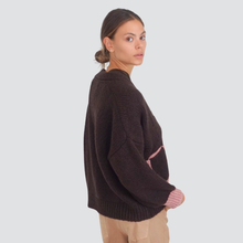 Carica l&#39;immagine nel visualizzatore di Gallery, Haveone cardigan con tasche profilo colorato Art JIT-P023
