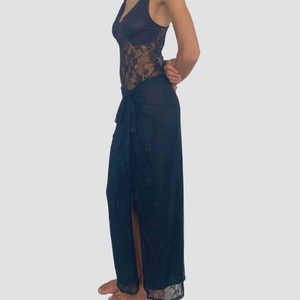Tensione in gonna pizzo con nodo spacco laterale Art FW250027