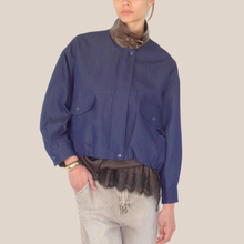Carica l'immagine nel visualizzatore di Gallery, Vicolo bomber denim colletto ecopelle 100% cotone Art TAB0078
