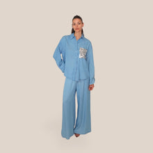 Carica l'immagine nel visualizzatore di Gallery, Tensione in pantalone palazzo elastico vita 100% tencel leggero Art PE260188 ( camicia PE260153 )
