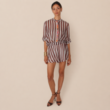 Carica l'immagine nel visualizzatore di Gallery, Tensione in camicia over rigata passamaneria 85% lyocell Art PE260335
