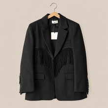 Carica l'immagine nel visualizzatore di Gallery, Vicolo blazer over con frange foderato 43% viscosa Art TAC1053

