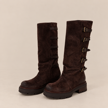 Carica l'immagine nel visualizzatore di Gallery, Divine follie biker fibbie tacco 5 cm crosta testa di moro Art K802

