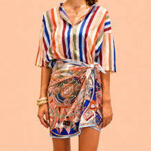 Carica l'immagine nel visualizzatore di Gallery, Tensione in mini gonna foulard stampa mongolfiera 100% viscosa Art PE260485
