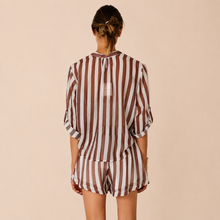 Carica l'immagine nel visualizzatore di Gallery, Tensione in camicia over rigata passamaneria 85% lyocell Art PE260335
