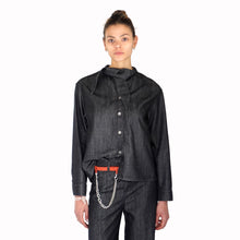 Carica l'immagine nel visualizzatore di Gallery, Vicolo camicia denim collo fiocco 50% lyocell 50% cotone Art DAB5097
