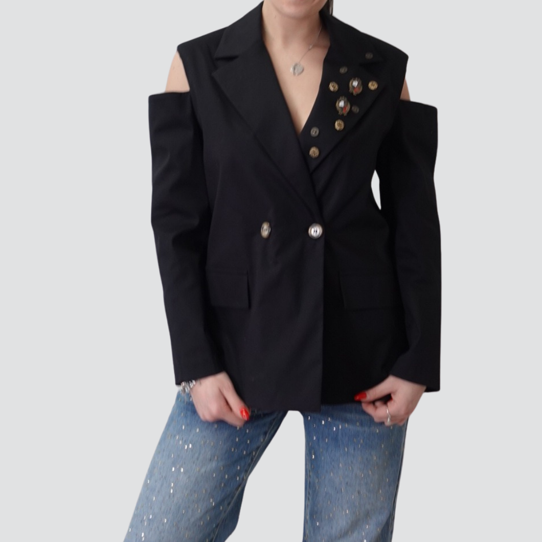 Vicolo blazer over foderato cut out con spille 98% cotone Art RD0133