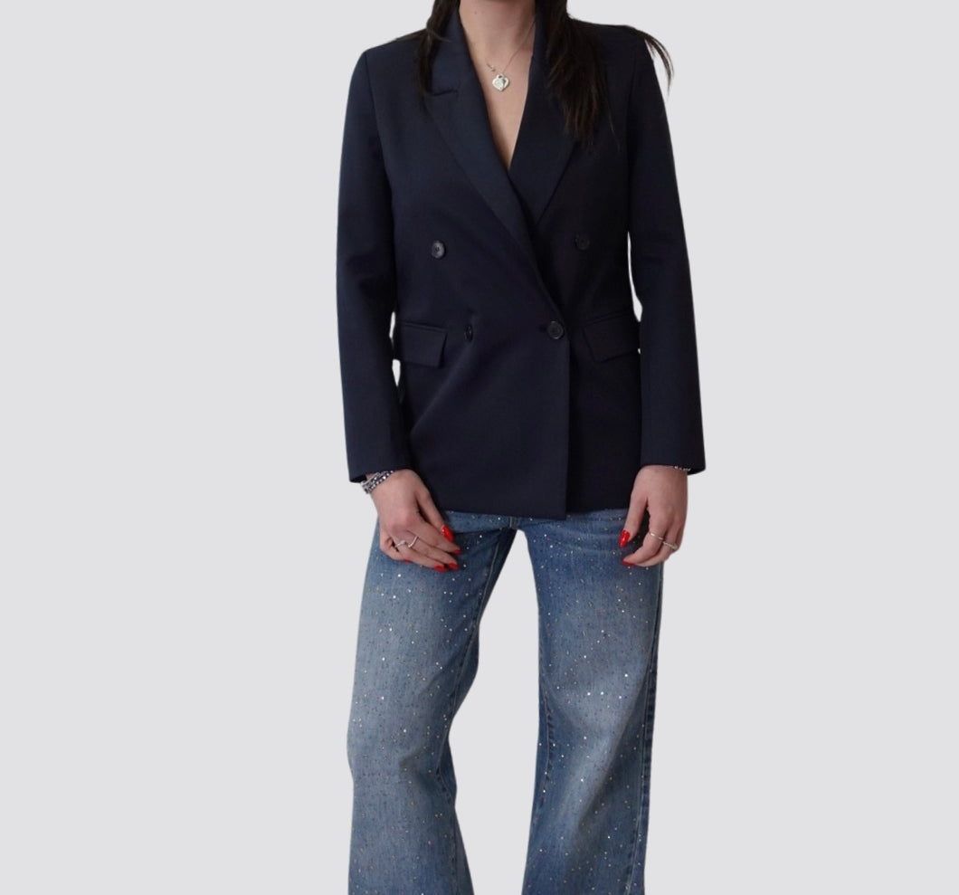 Vicolo blazer blu foderato doppio petto Art TD0439