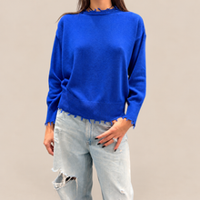 Carica l'immagine nel visualizzatore di Gallery, Vicolo maglia over fondo sfrangiato 40% viscosa 25% lana 5% cashmere Art 7AC7220
