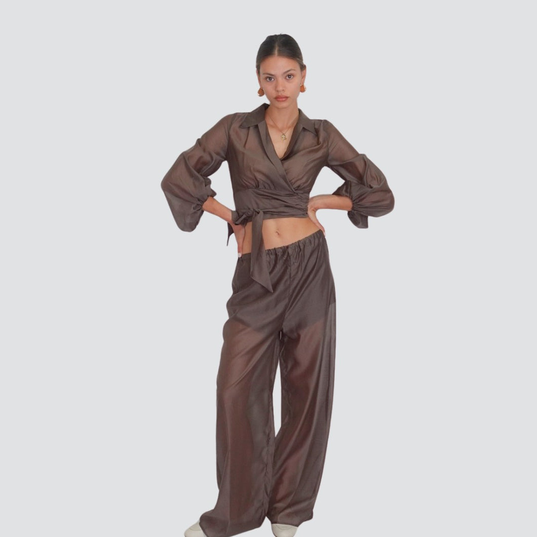 Haveone pantalone gamba ampia 84% lyocell Art PMI-N319