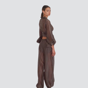 Haveone pantalone gamba ampia 84% lyocell Art PMI-N319