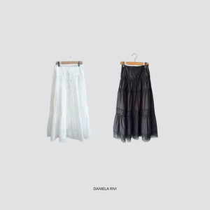 Tensione in gonna lunga boho con passamaneria elastico vita 100% cotone Art N50251AT
