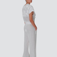 Carica l&#39;immagine nel visualizzatore di Gallery, Tensione in pantalone gamba ampia elastico vita 100% lino Art XM1498
