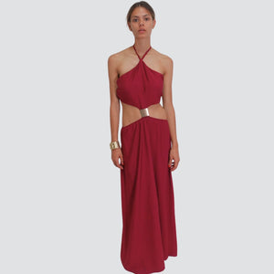 Haveone abito cut out fianchi accessorio gioiello 88% viscosa Art AMA-N234