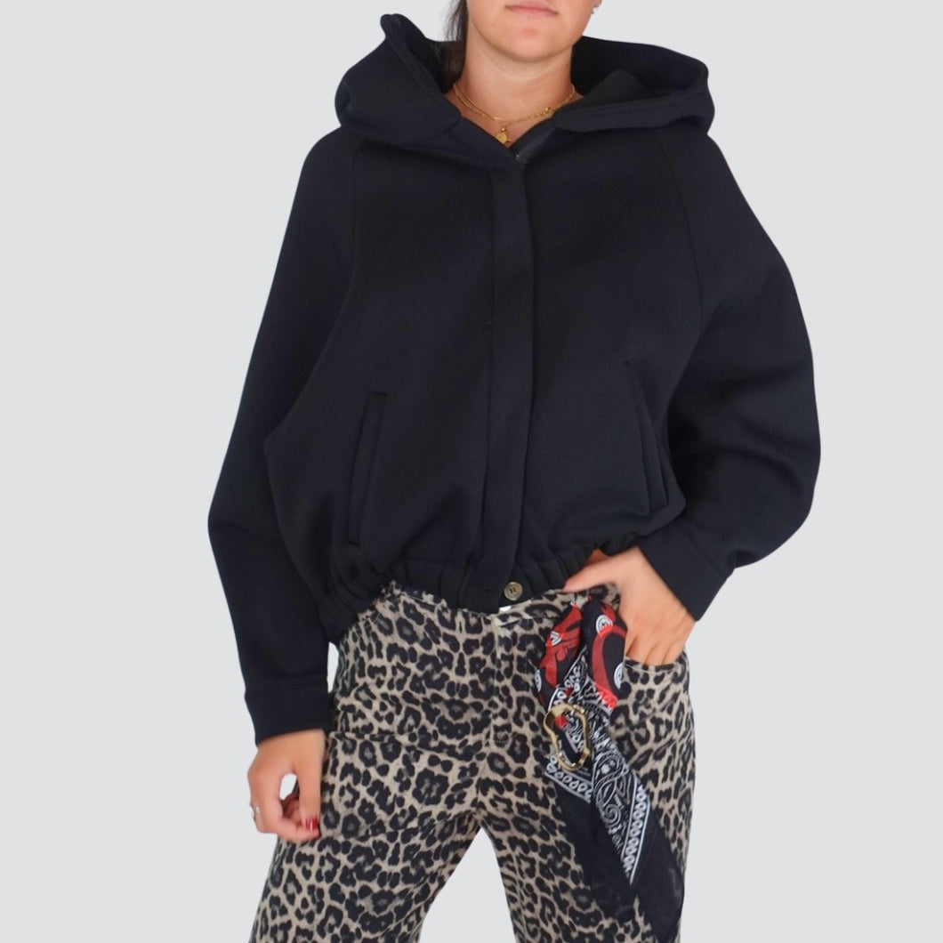 Haveone bomber felpa con zip e cappuccio felpato 65% cotone Art KNO-P079