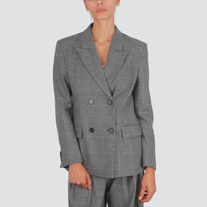 Vicolo giacca doppio petto check filo leggero lurex foderata Art TF0922