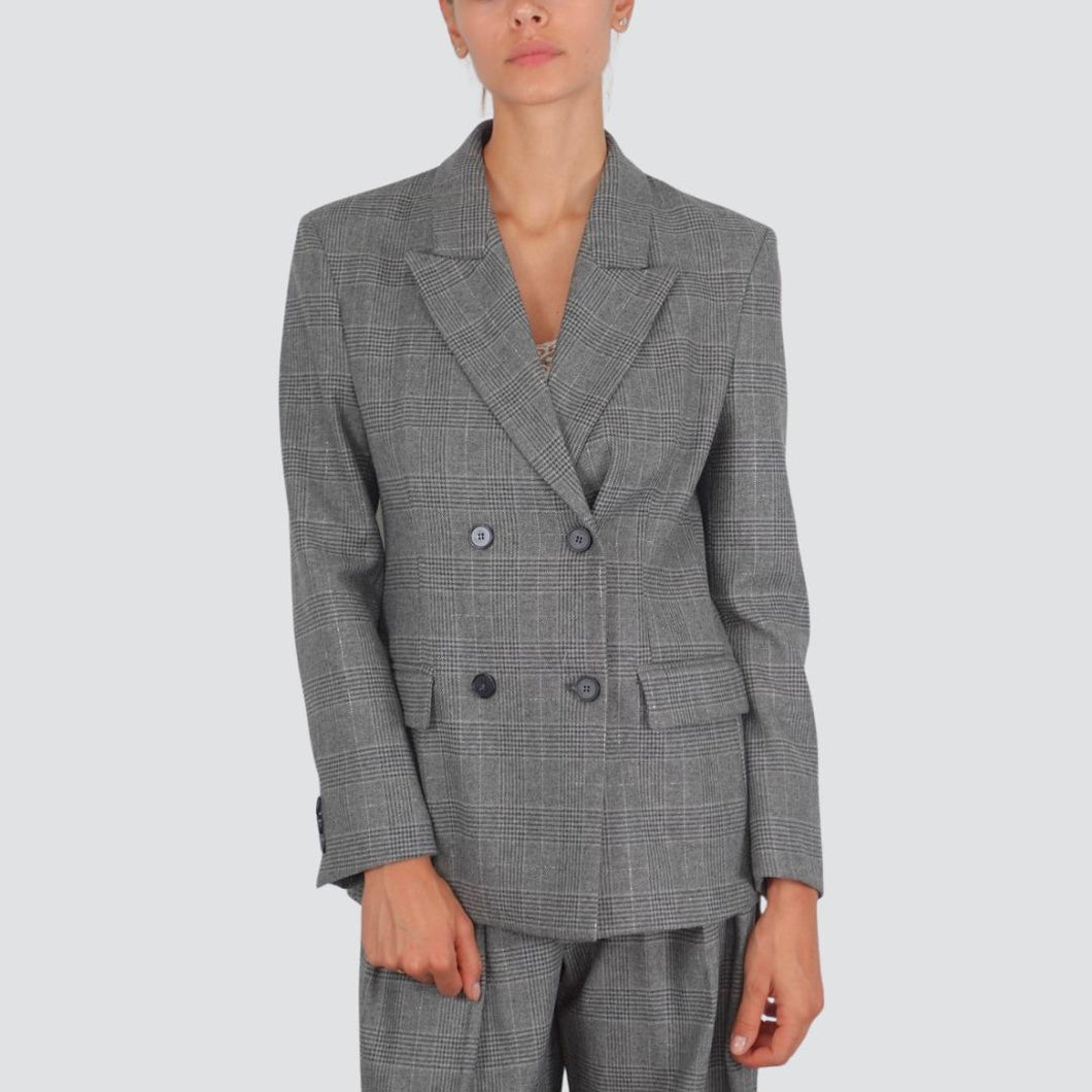 Vicolo giacca doppio petto check filo leggero lurex foderata Art TF0922