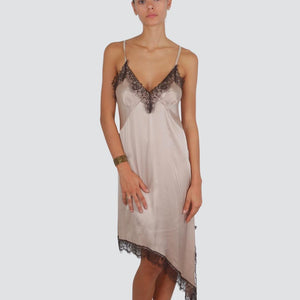 Vicolo abito satin con pizzo fondo asimmetrico 97% viscosa Art TF1087