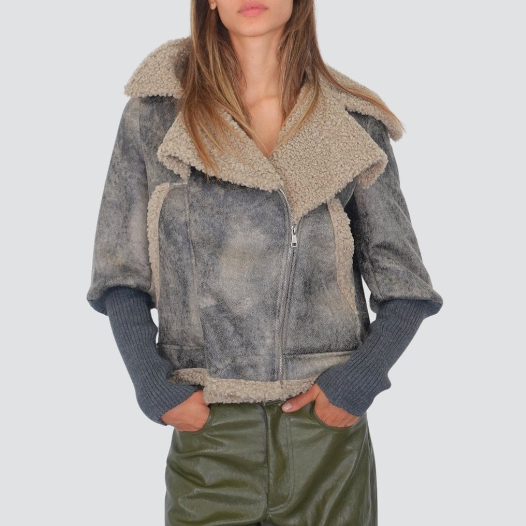 Philia Loft chiodo interno teddy manica maglia Art DO1E0186
